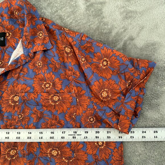 Wildfang The Empower Shirt Dress Women's LARGE Floral Blue Orange - Picture 3 of 5